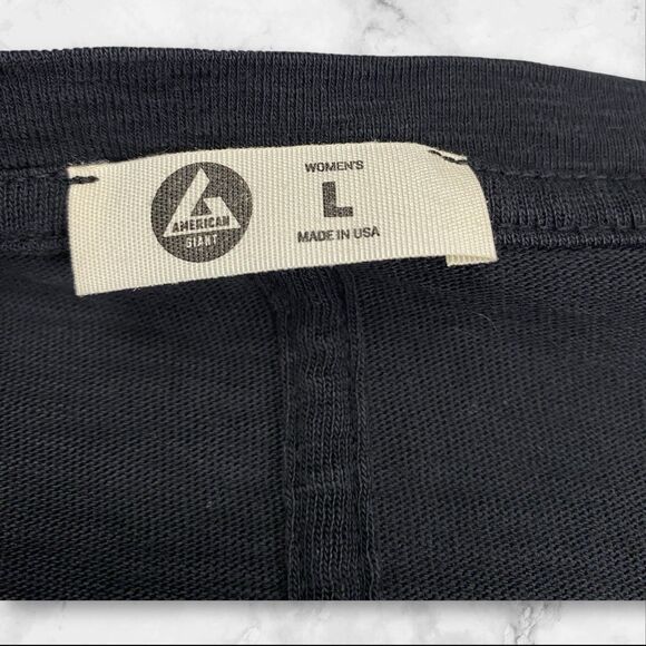 American Giant Premium Slub Tee Womens Large Black V-Neck Long Sleeve Top Preppy - Picture 2 of 16